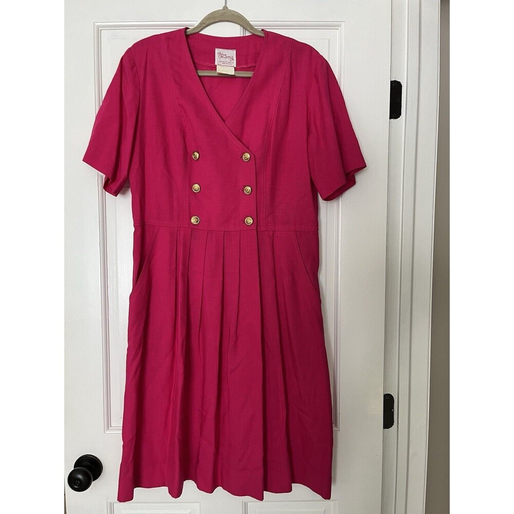 Vintage Lanz Sailor Dress Womens 8 Classic Double-Breasted Midi Gold Button USA